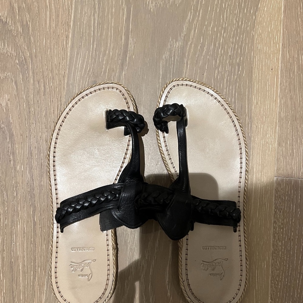 Christian Louboutin Womens Braided Sandal- Black- Size 38